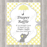 Yellow & Gray Little Peanut Baby Shower Diaper Raffle Sign