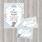 Blue and Gray Little Peanut Baby Shower Diaper Raffle Set