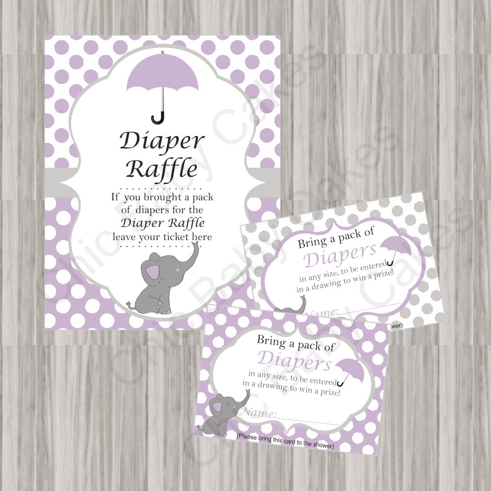 Purple & Gray Little Peanut Baby Shower Diaper Raffle Set