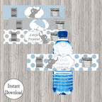 Blue & Gray Little Peanut Water Bottle Labels