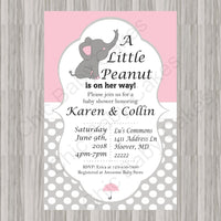 Pink & Gray Little Peanut Baby Shower Invite