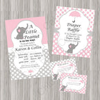 Pink & Gray Little Peanut Baby Shower Invite Set