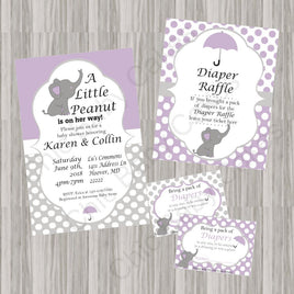 Purple & Gray Little Peanut Baby Shower Invite Set