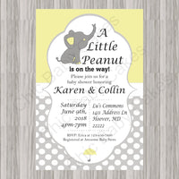 Yellow & Gray Little Peanut Baby Shower Invite
