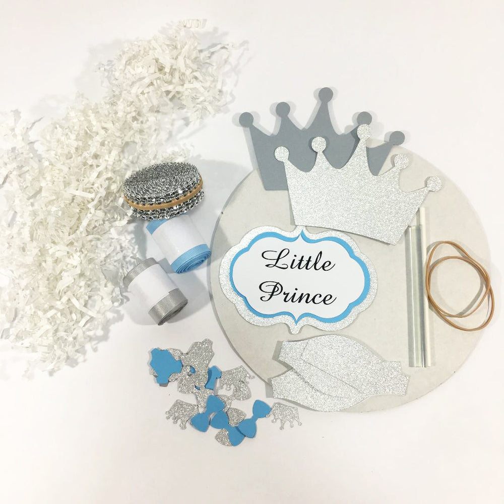 Light Blue and Silver Little Prince Diaper Cake Kit