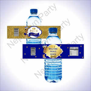 Little Prince Water Bottle Labels - Royal Blue, Gold