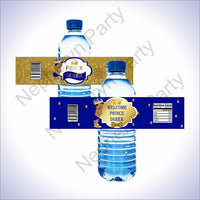 Royal Blue & Gold Little Prince Water Bottle Labels, Curly