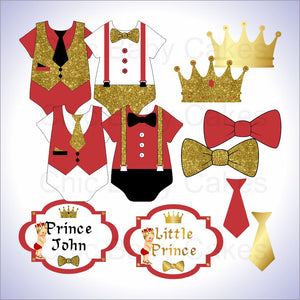 Red & Gold Little Prince Clipart Decorations, Blonde