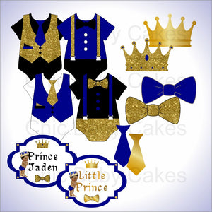 Royal Blue & Gold Little Prince Baby Shower Diaper Cake Clipart