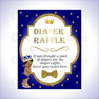 Royal Blue & Gold Prince Diaper Raffle Sign
