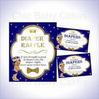 Royal Blue & Gold Prince Diaper Raffle Set, Brown