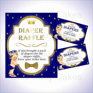 Royal Blue & Gold Prince Diaper Raffle Set, Brunette