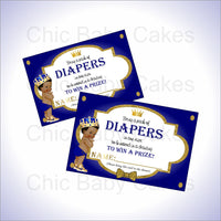 Royal Blue & Gold Prince Diaper Raffle Tickets
