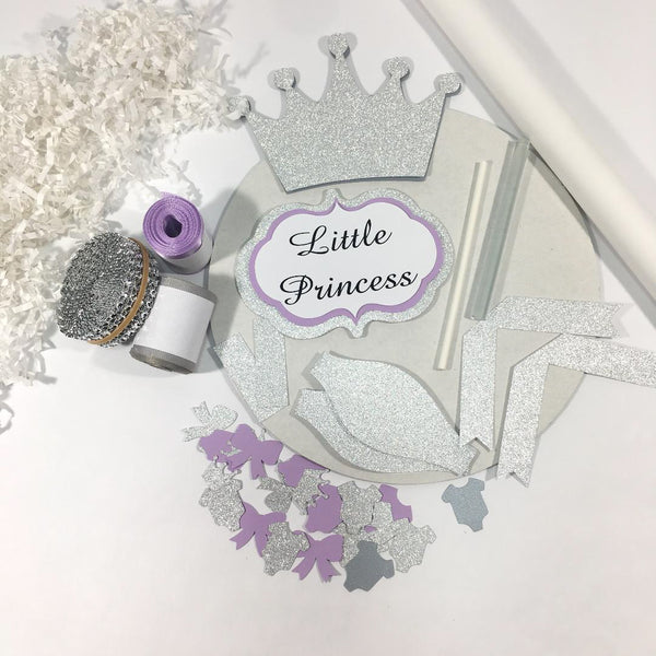Lavender and Silver Little Princess Diaper Cake Kit