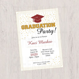 Maroon and Gold Graduation Party Invitation