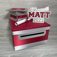 Maroon & Gray Graduation Card Box