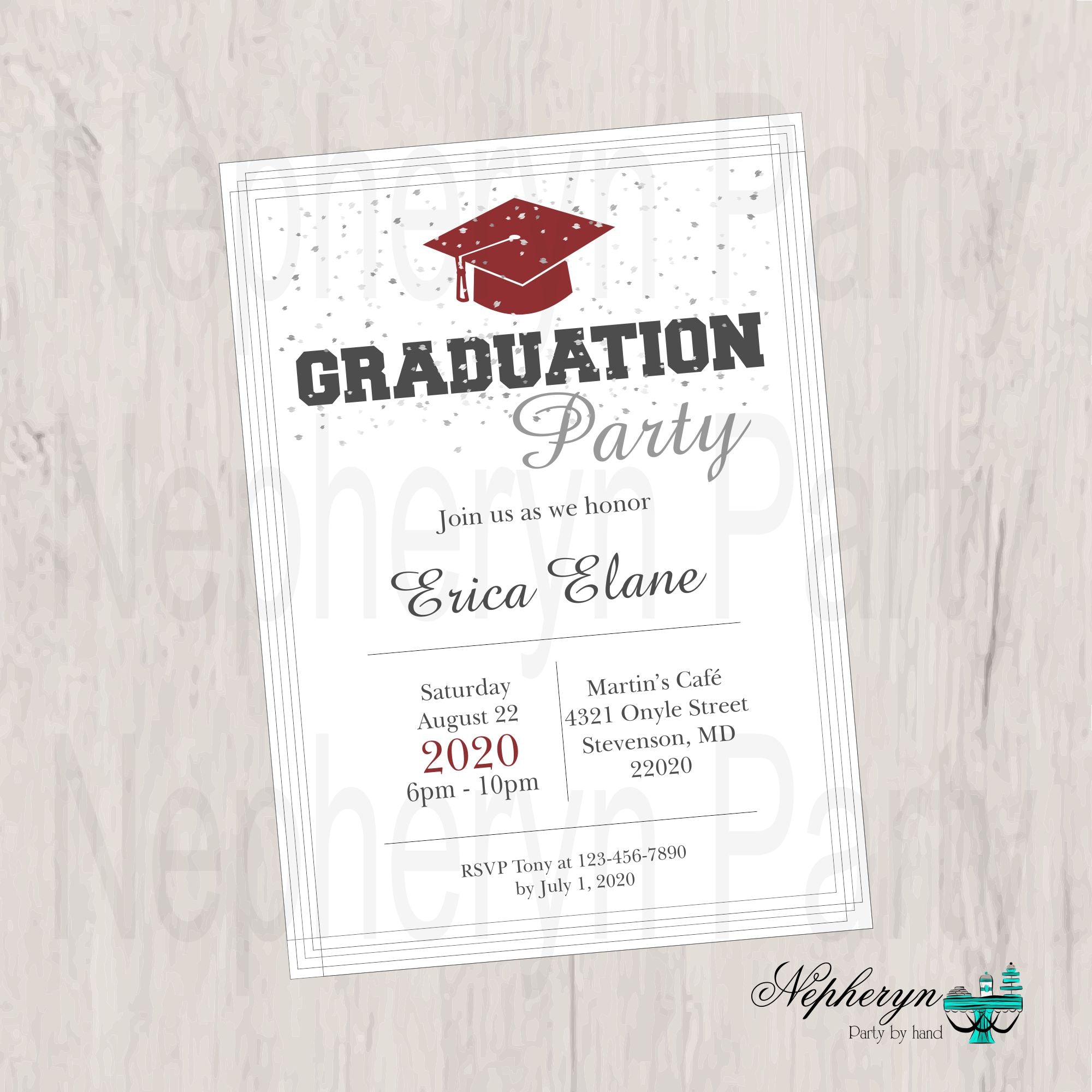 Maroon, Gray, & White Graduation Invite Maroon, Gray, & White Graduation Invite