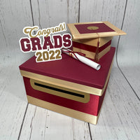 Maroon & Light Gold Graduation Card Box
