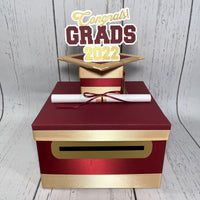 Maroon & Light Gold Graduation Card Box