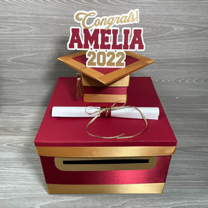 Maroon & Old Gold Graduation Card Box