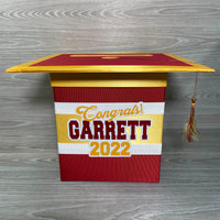 Graduation Cap Card Box - Scarlet, Yellow Gold, White
