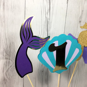 Mermaid Birthday Centerpiece Sticks - Purple, Teal, Gold