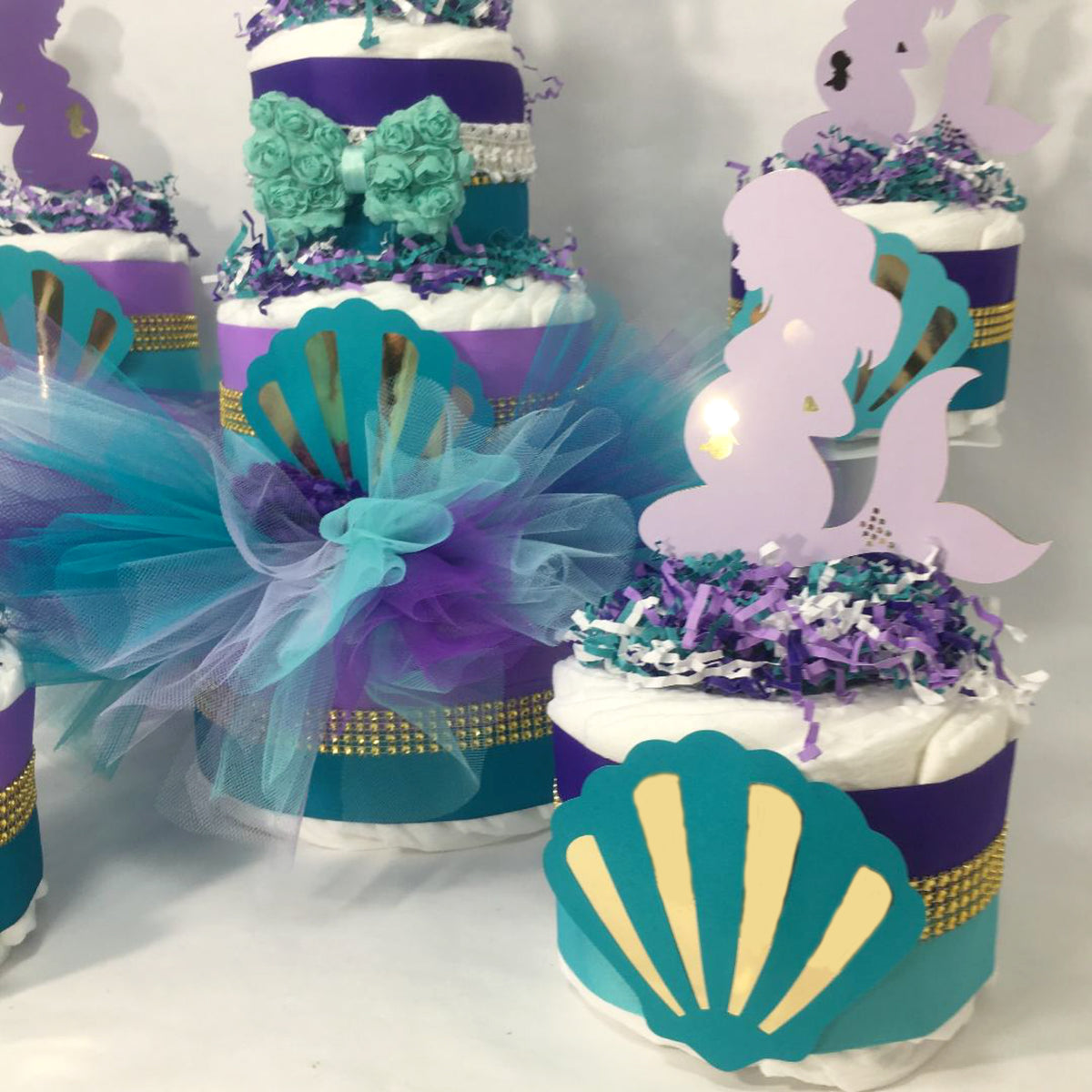 Mermaid Tutu Diaper Cake Centerpieces