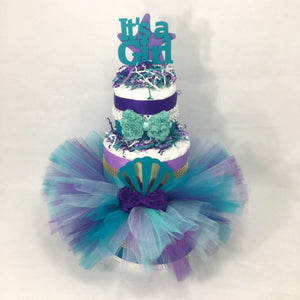 Mermaid It's a Girl Tutu Diaper Cake