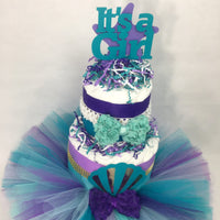 Purple, Teal, & Gold Mermaid Tutu Diaper Cake
