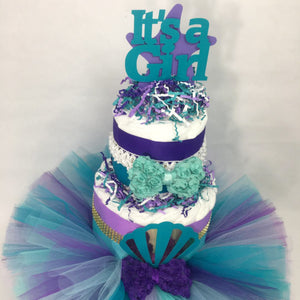 Purple, Teal, & Gold Mermaid Tutu Diaper Cake