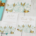 Mint & Gold Floral Wedding Invitation Set