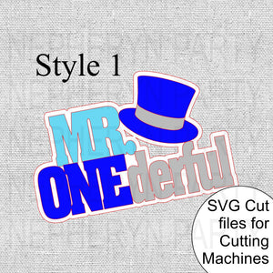 Mr. Onederful Cake Topper SVG Style 1