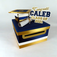 Navy, Old Gold, & White Class of 2021 Graduation Card Box