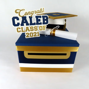 Navy & Gold Graduation Party Card Box