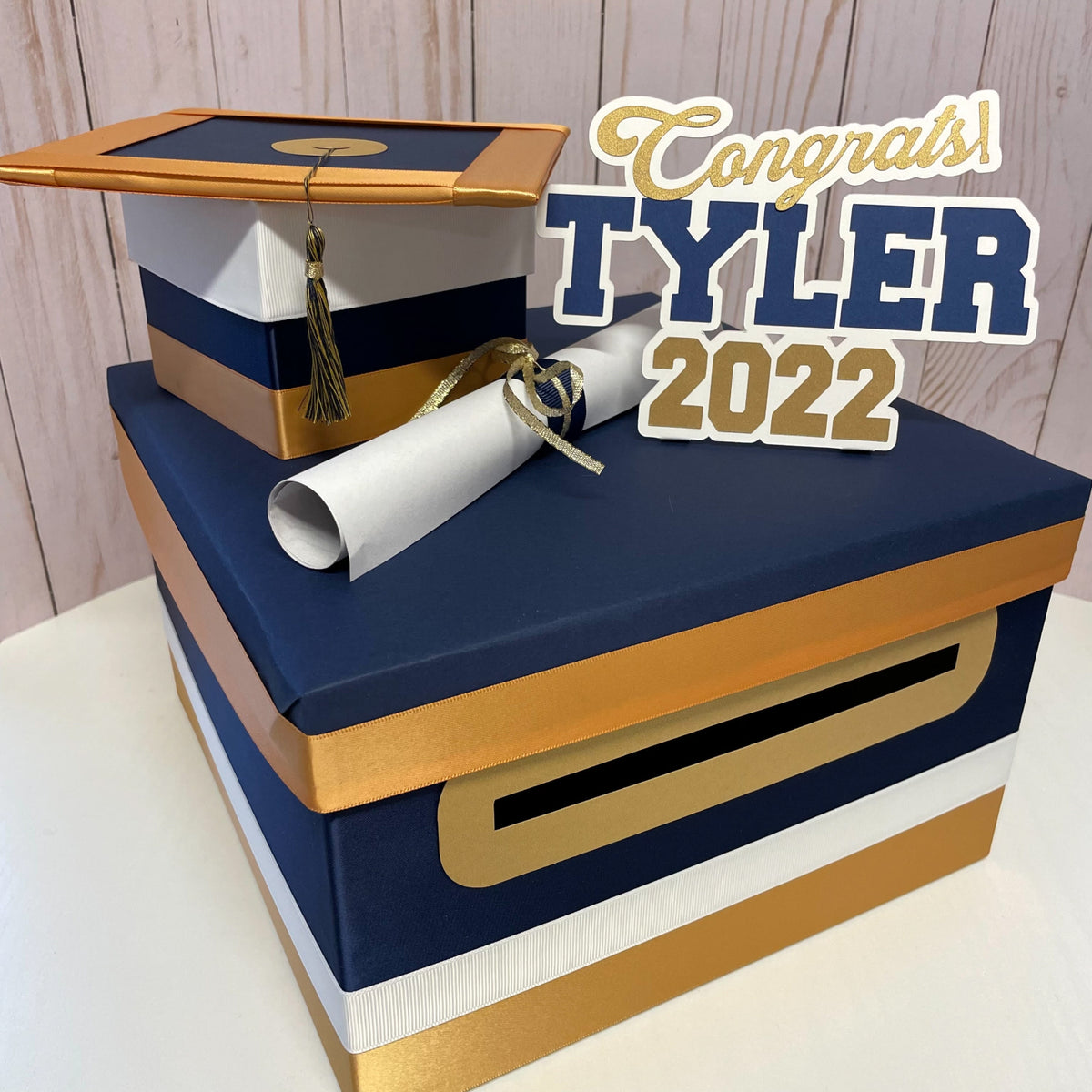 Graduation Card Box - Navy, Gold 10x10 | Nepheryn Party