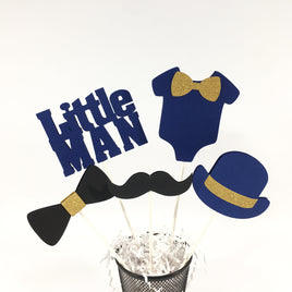 Navy & Gold Little Man Centerpiece Sticks
