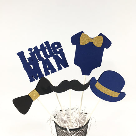Navy & Gold Little Man Centerpiece Sticks