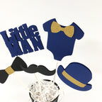 Little Man Centerpiece Sticks - Navy, Gold, Black