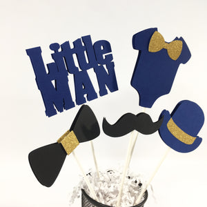 Little Man Centerpiece Sticks - Navy, Gold, Black