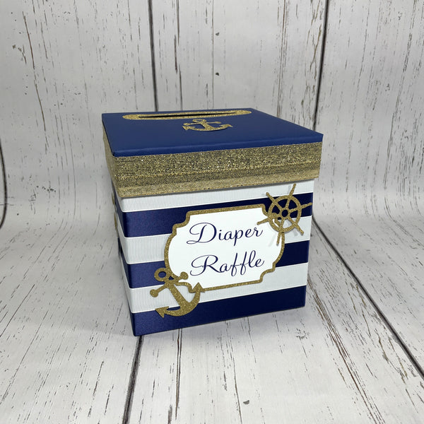 Navy & Gold Nautical Raffle Ticket Box