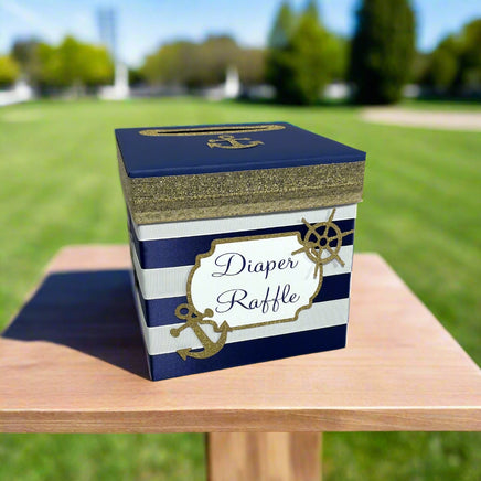 Navy & Gold Nautical Raffle Ticket Box