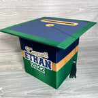 Grad Party Card Box - Navy, Green, Old Gold 8x8 Style 5
