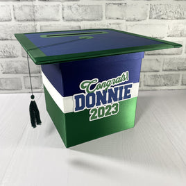 Navy, Green, and White Graduation Card Box