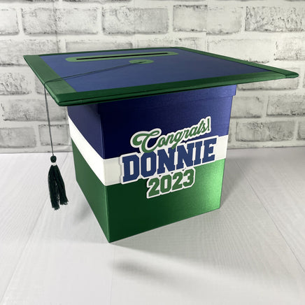 Navy, Green, and White Graduation Card Box