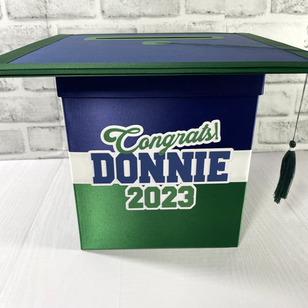 Navy, Green, and White Graduation Card Box