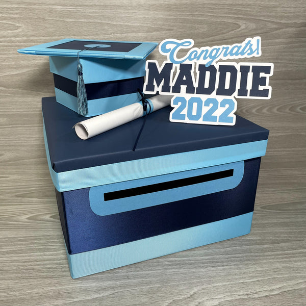 Navy & Light Blue Graduation Card Box