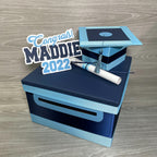 Graduation Card Box - Navy, Light Blue 10x10