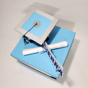 Graduation Card Box - Navy, Light Blue, 10x10