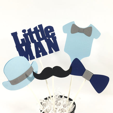 Light Blue and Navy Little Man Centerpiece Sticks