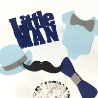 Little Man Centerpiece Sticks - Navy, Light Blue, Gray